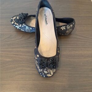 Temt Black Floral Ballet Flats